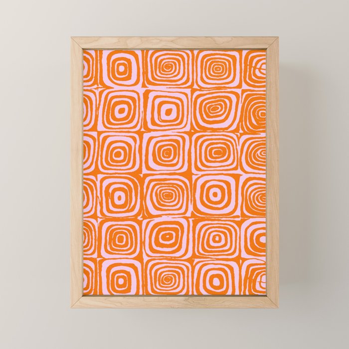 Pink Orange Groove - Retro 70s Spiral Pattern Mini Art Print Gallery Image 1