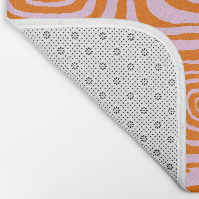 Pink Orange Groove - Retro 70s Spiral Pattern Bath Mat Gallery Image 2