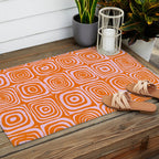 Pink Orange Groove - Retro 70s Spiral Pattern Outdoor Rug Gallery Image 2