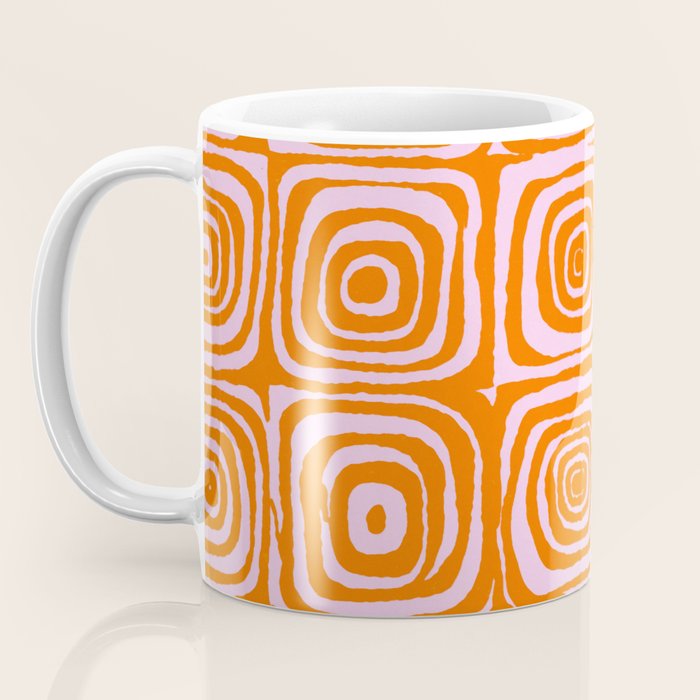 Pink Orange Groove - Retro 70s Spiral Pattern Coffee Mug Gallery Image 3