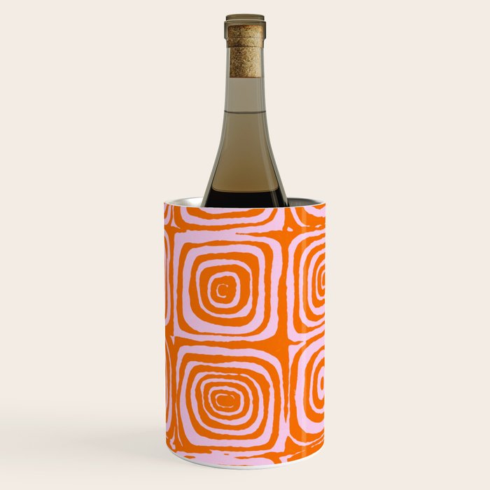 Pink Orange Groove - Retro 70s Spiral Pattern Wine Chiller Gallery Image 1