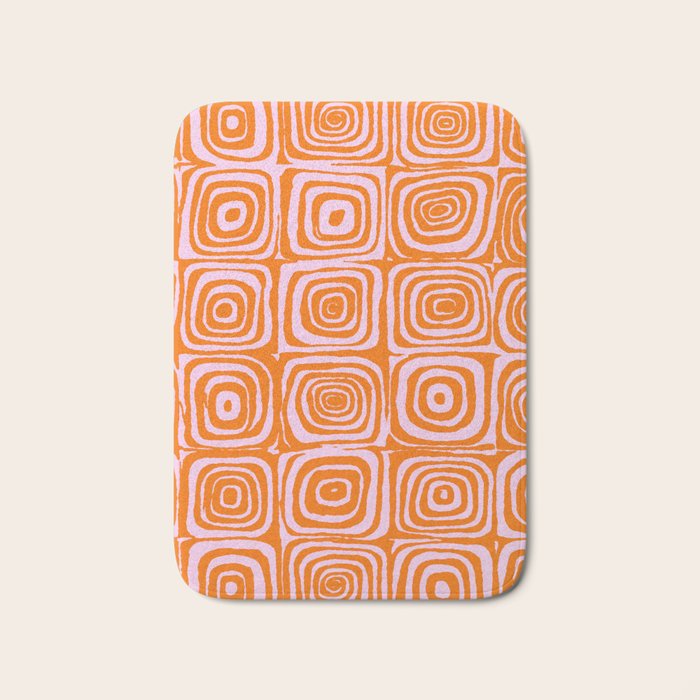 Pink Orange Groove - Retro 70s Spiral Pattern Bath Mat Gallery Image 1