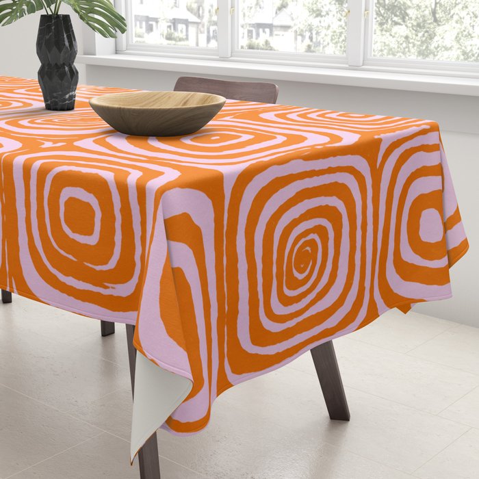 Pink Orange Groove - Retro 70s Spiral Pattern Tablecloth Gallery Image 3