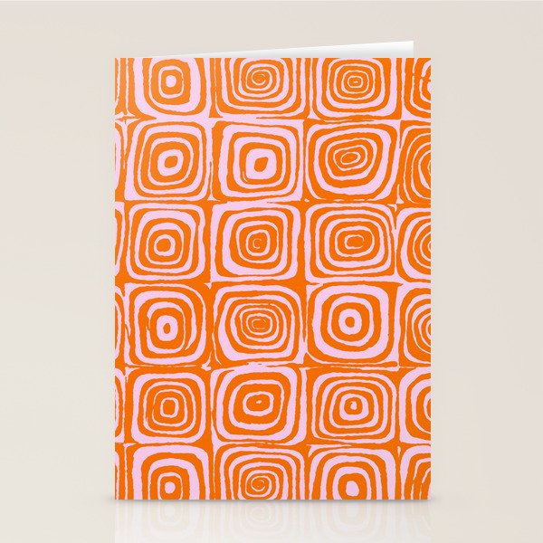 Pink Orange Groove - Retro 70s Spiral Pattern Stationery Card Gallery Image 1