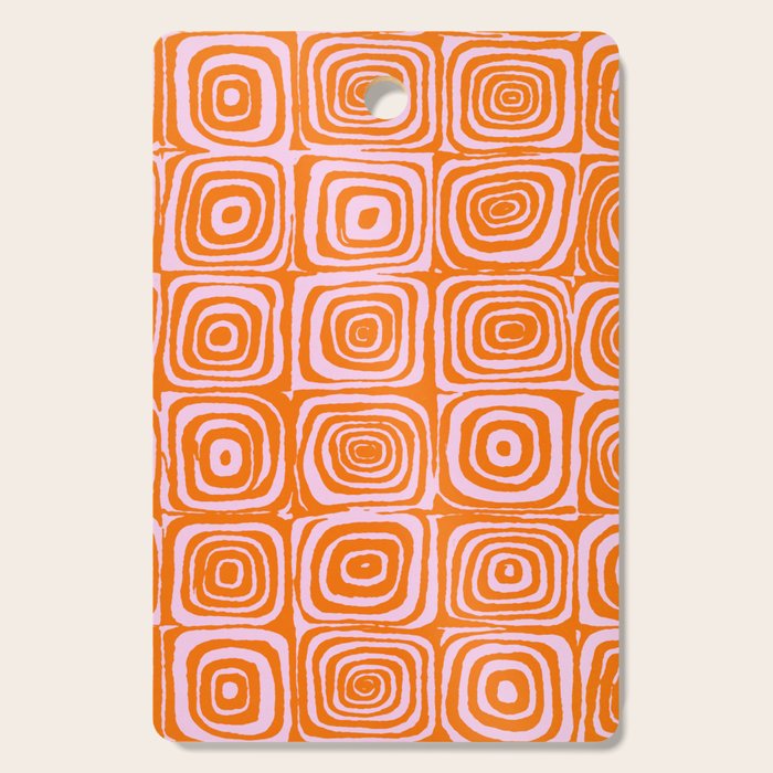 Pink Orange Groove - Retro 70s Spiral Pattern Cutting Board Gallery Image 1