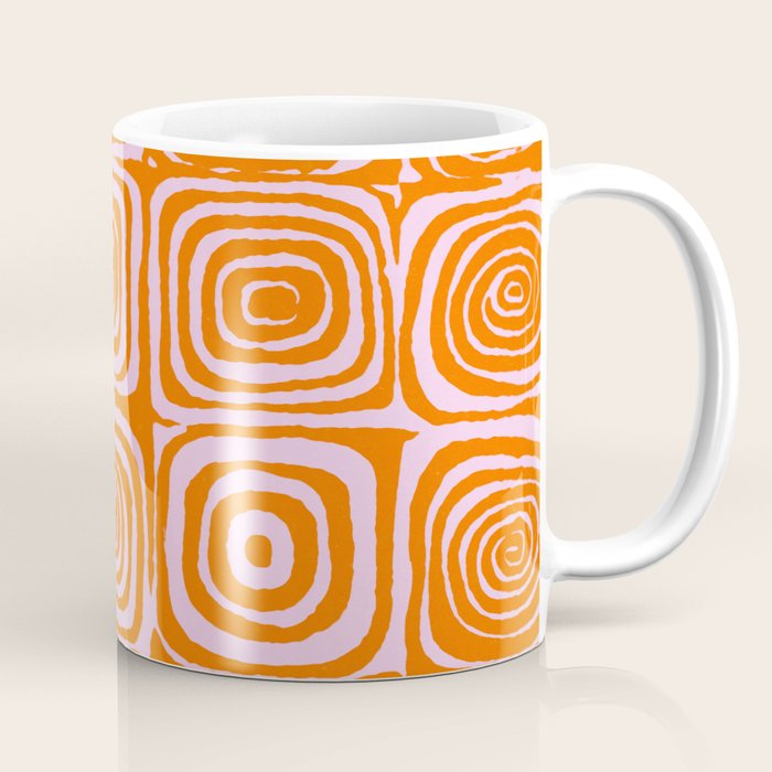 Pink Orange Groove - Retro 70s Spiral Pattern Coffee Mug Gallery Image 1