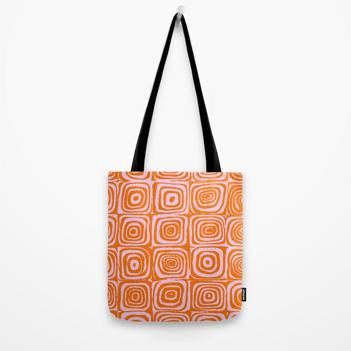 Pink Orange Groove - Retro 70s Spiral Pattern Tote Bag Gallery Image 2
