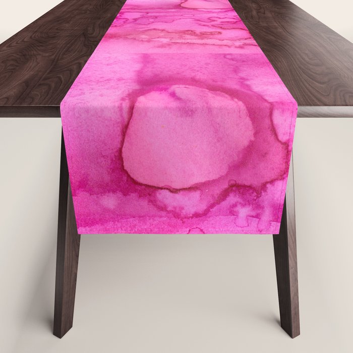 Girly neon pink magenta abstract watercolor paint Table Runner Gallery Image 1