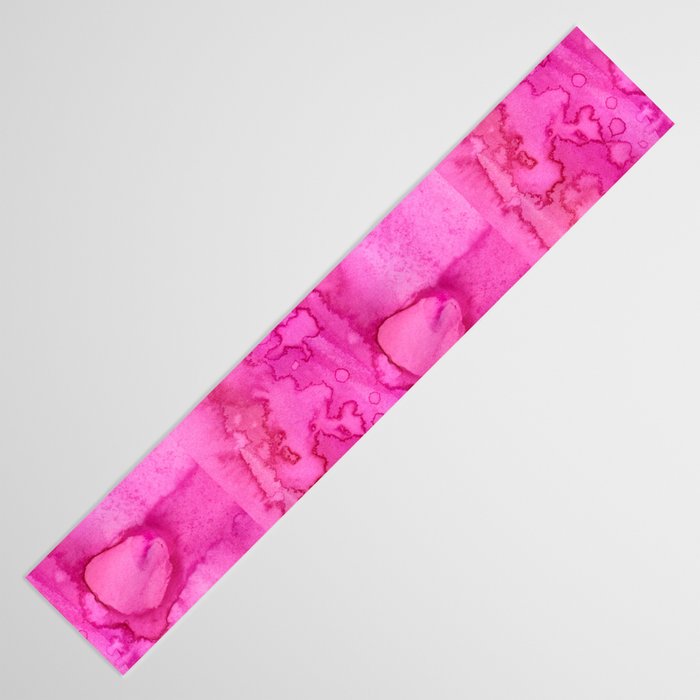 Girly neon pink magenta abstract watercolor paint Table Runner Gallery Image 3