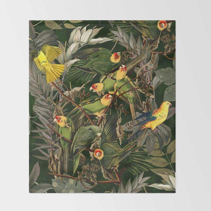 Floral and Birds XXXVI Throw Blanket Gallery Image 2