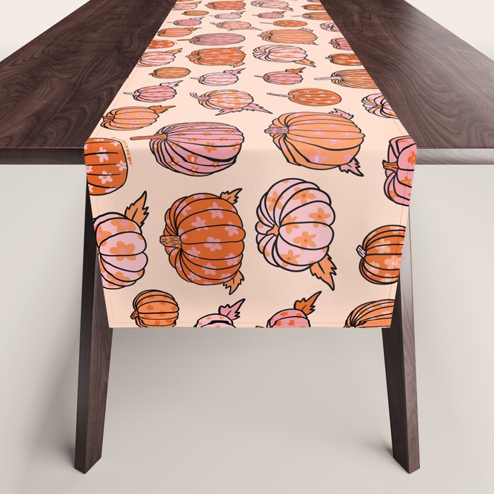 Flower Pumpkin Print Table Runner Gallery Image 1