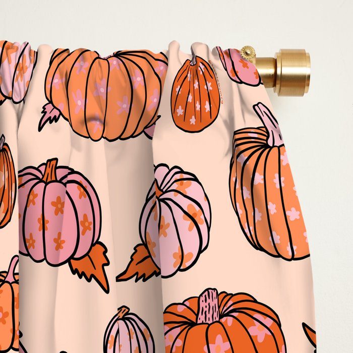 Flower Pumpkin Print Window Curtain Gallery Image 2