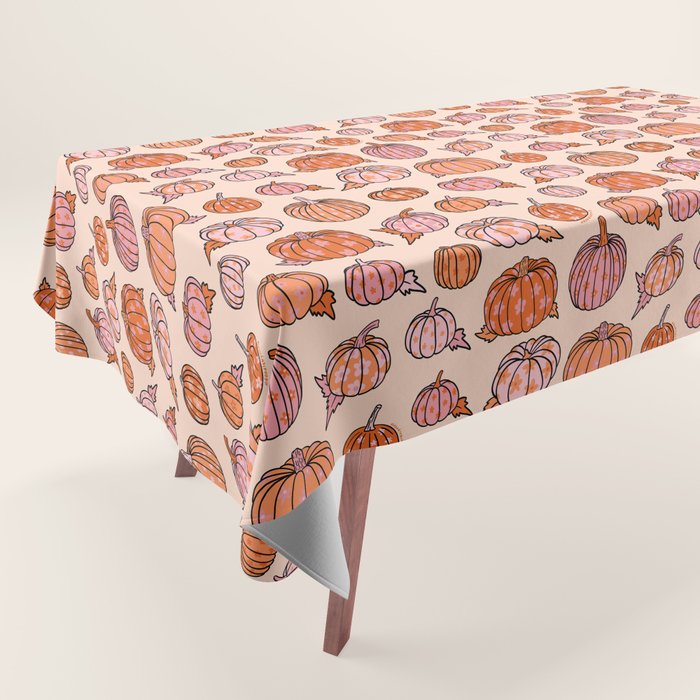 Flower Pumpkin Print Tablecloth Gallery Image 1