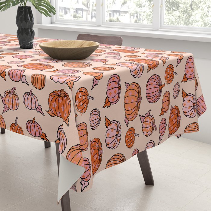 Flower Pumpkin Print Tablecloth Gallery Image 3