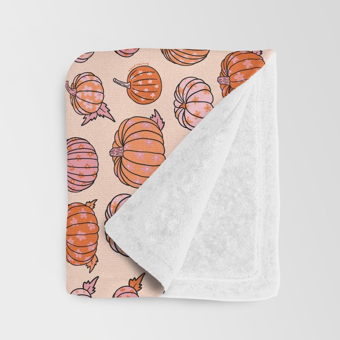 Flower Pumpkin Print Throw Blanket Gallery Image 3