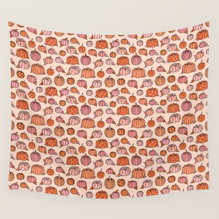 Flower Pumpkin Print Wall Tapestry Gallery Image 4