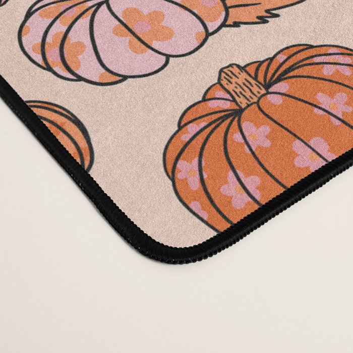 Flower Pumpkin Print Desk Mat Gallery Image 4