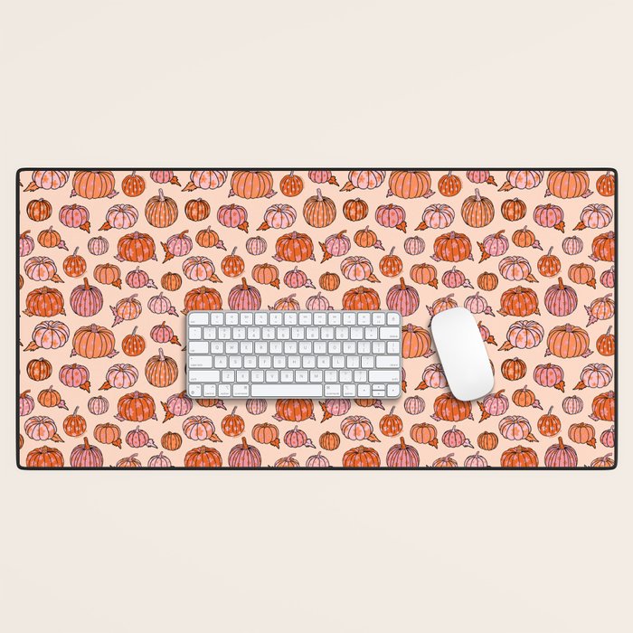 Flower Pumpkin Print Desk Mat Gallery Image 1
