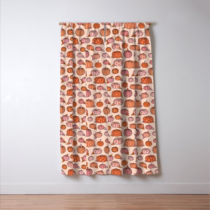 Flower Pumpkin Print Window Curtain Gallery Image 3