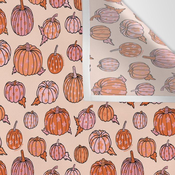 Flower Pumpkin Print Wall Tapestry Gallery Image 3