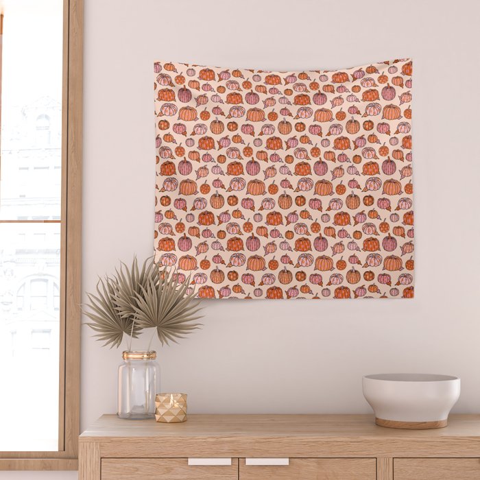 Flower Pumpkin Print Wall Tapestry Gallery Image 2