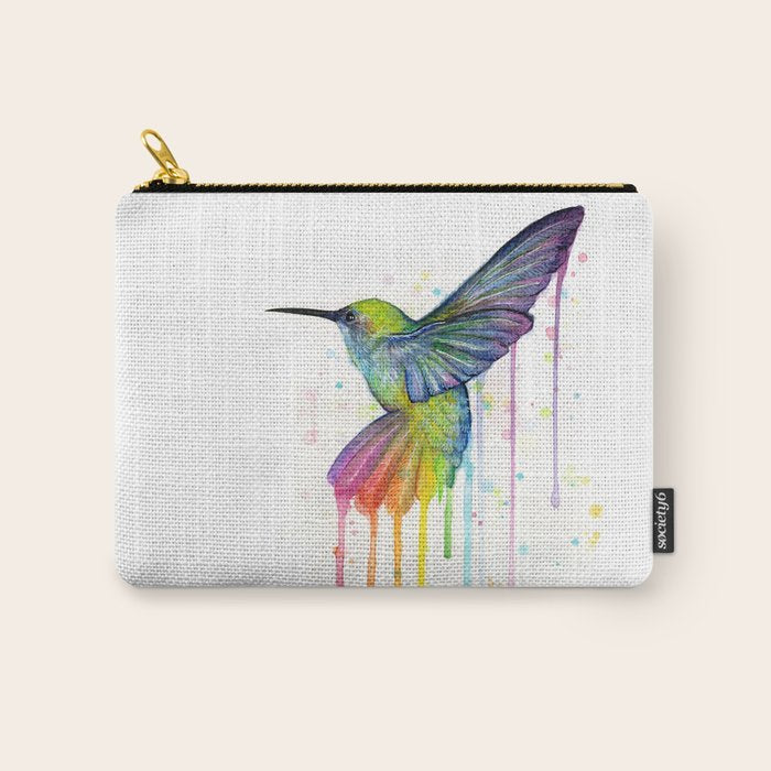 Hummingbird Rainbow Watercolor Carry All Pouch Gallery Image 1