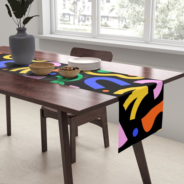 Creative colorful organic shape art pattern Table Runner Gallery Image 2