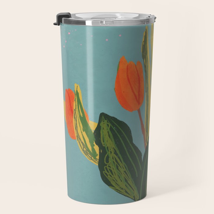 Red tulips in a vase Travel Mug Gallery Image 3