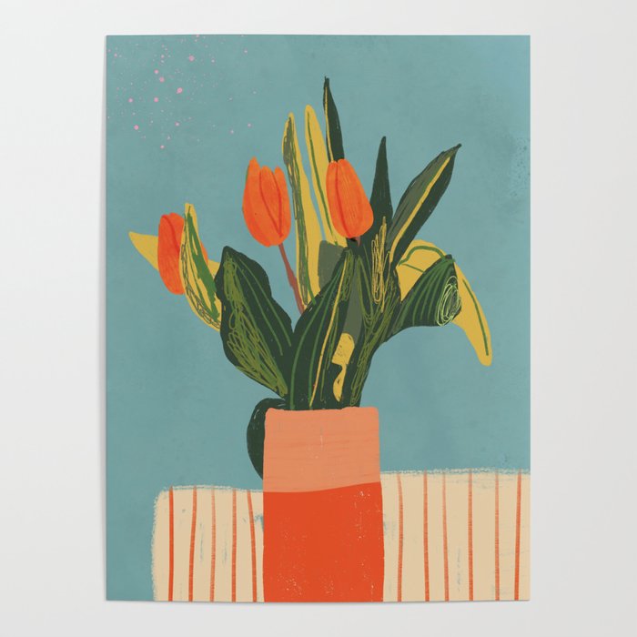 Red tulips in a vase Poster Gallery Image 4