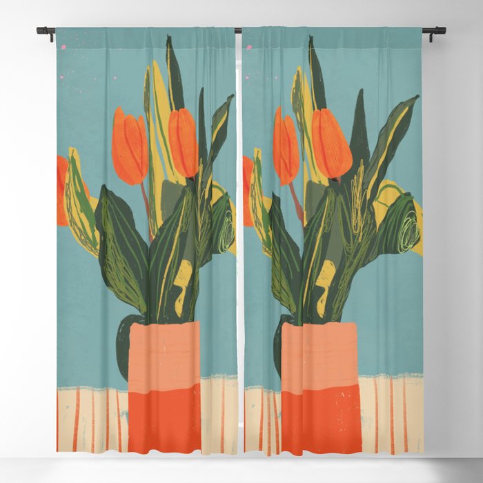 Red tulips in a vase Window Curtain Gallery Image 5