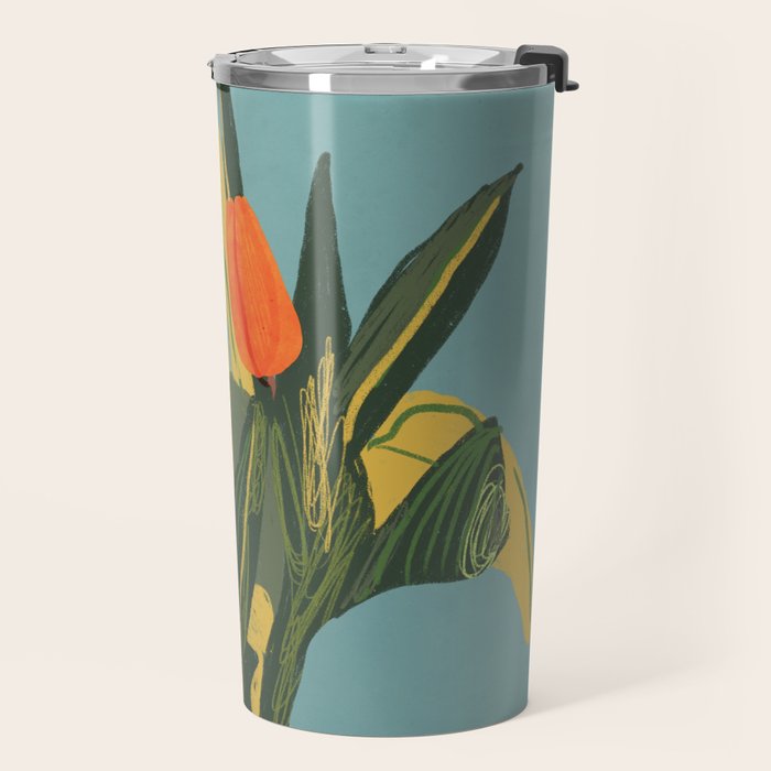 Red tulips in a vase Travel Mug Gallery Image 2