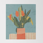 Red tulips in a vase Throw Blanket Gallery Image 2