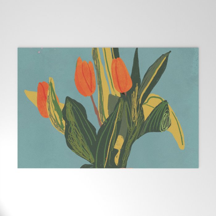 Red tulips in a vase Welcome Mat Gallery Image 1