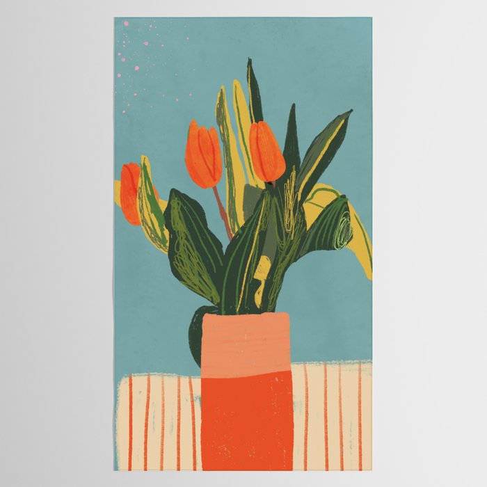 Red tulips in a vase Tablecloth Gallery Image 2