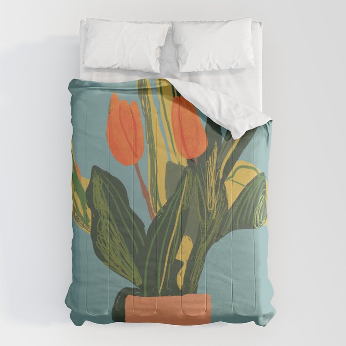 Red tulips in a vase Comforter Gallery Image 6