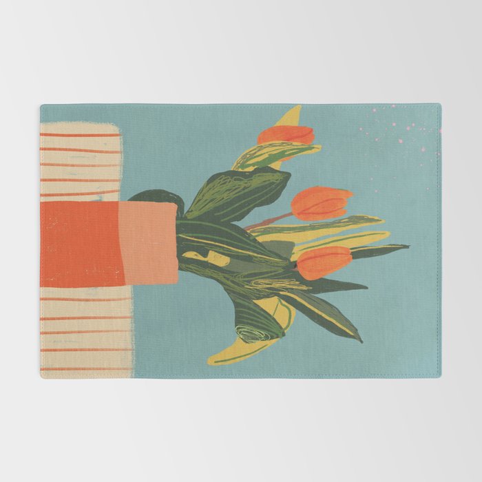 Red tulips in a vase Rug Gallery Image 2