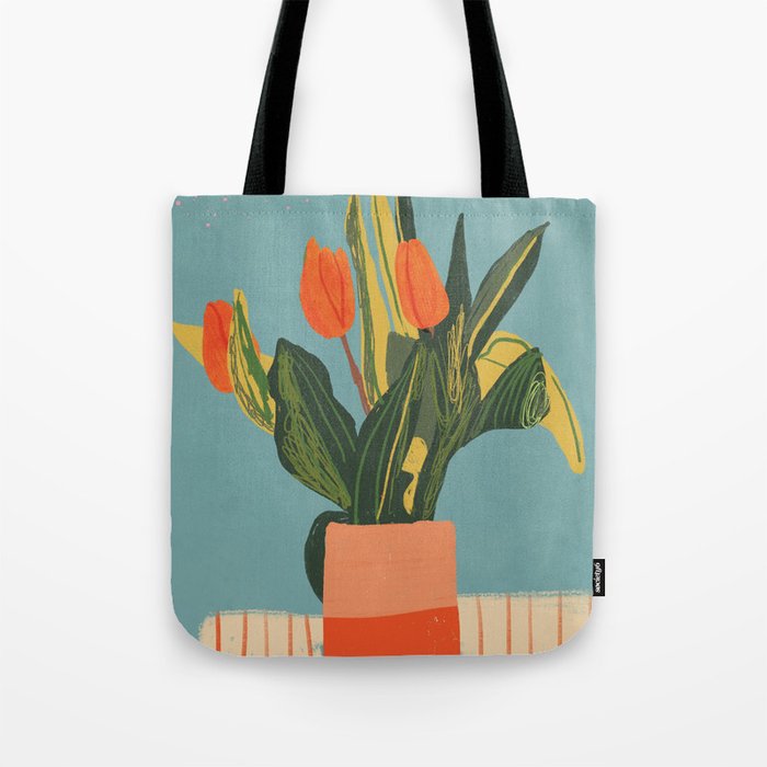 Red tulips in a vase Tote Bag Gallery Image 1