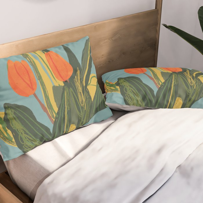 Red tulips in a vase Pillow Sham Gallery Image 2