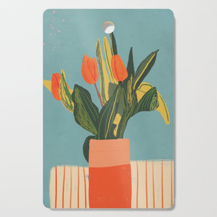 Red tulips in a vase Cutting Board Gallery Image 1
