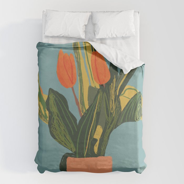 Red tulips in a vase Duvet Cover Gallery Image 6