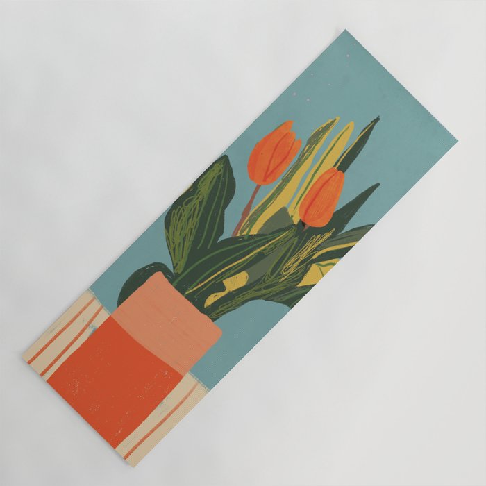Red tulips in a vase Yoga Mat Gallery Image 1