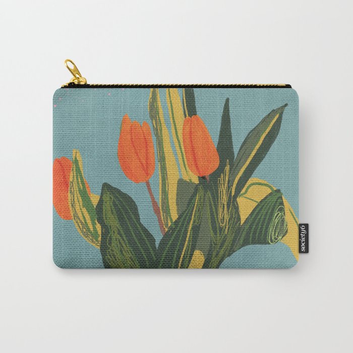 Red tulips in a vase Carry All Pouch Gallery Image 1