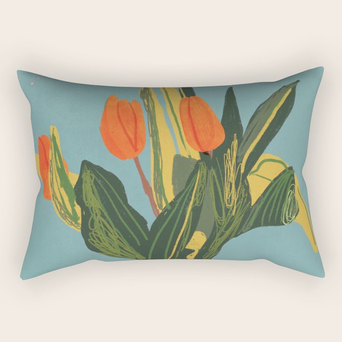 Red tulips in a vase Rectangular Pillow Gallery Image 2