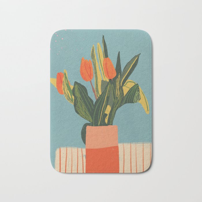 Red tulips in a vase Bath Mat Gallery Image 1