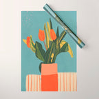 Red tulips in a vase Wrapping Paper Gallery Image 1