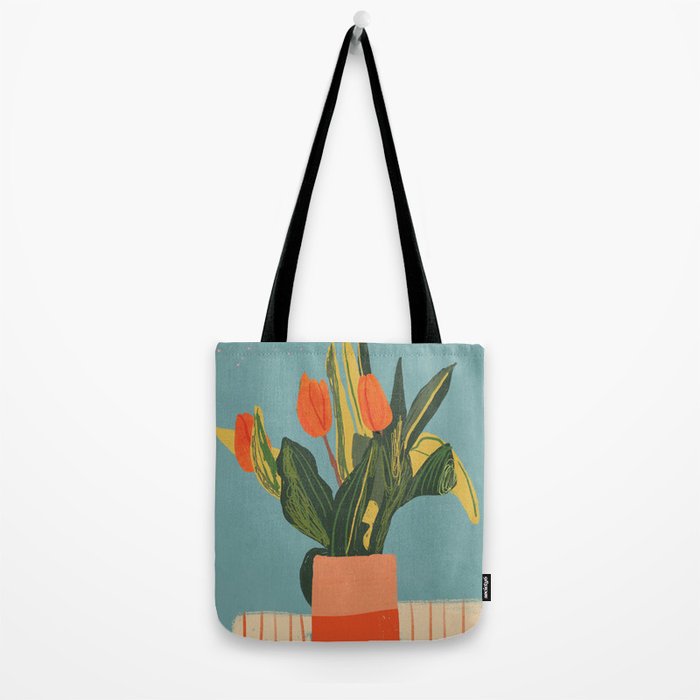 Red tulips in a vase Tote Bag Gallery Image 2