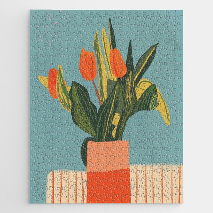 Red tulips in a vase Jigsaw Puzzle Gallery Image 1