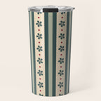 Green Stripes And Flowers Travel Mug Gallery Image 1