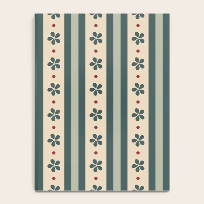 Green Stripes And Flowers Notebook Gallery Image 4