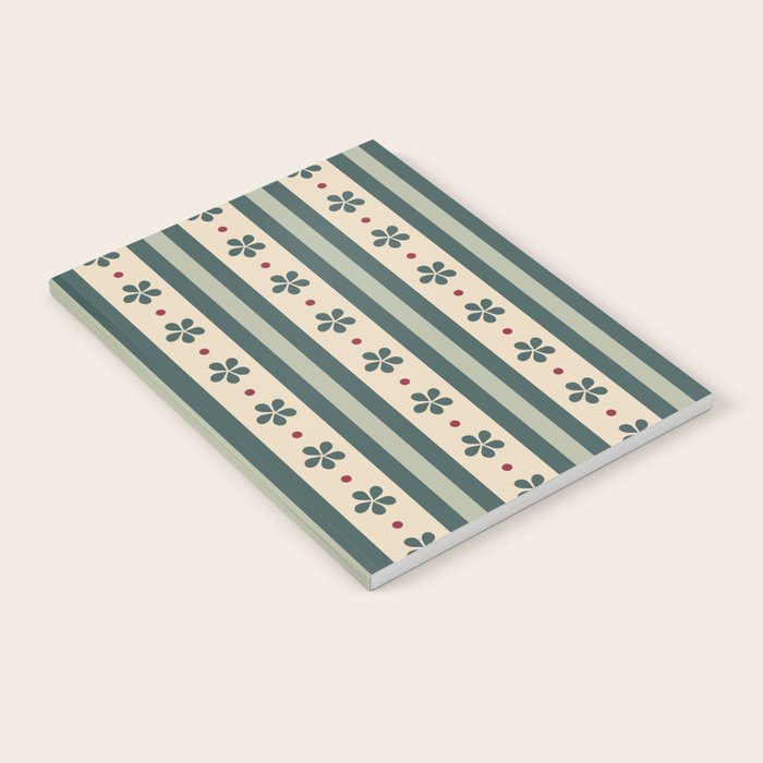 Green Stripes And Flowers Notebook Gallery Image 2